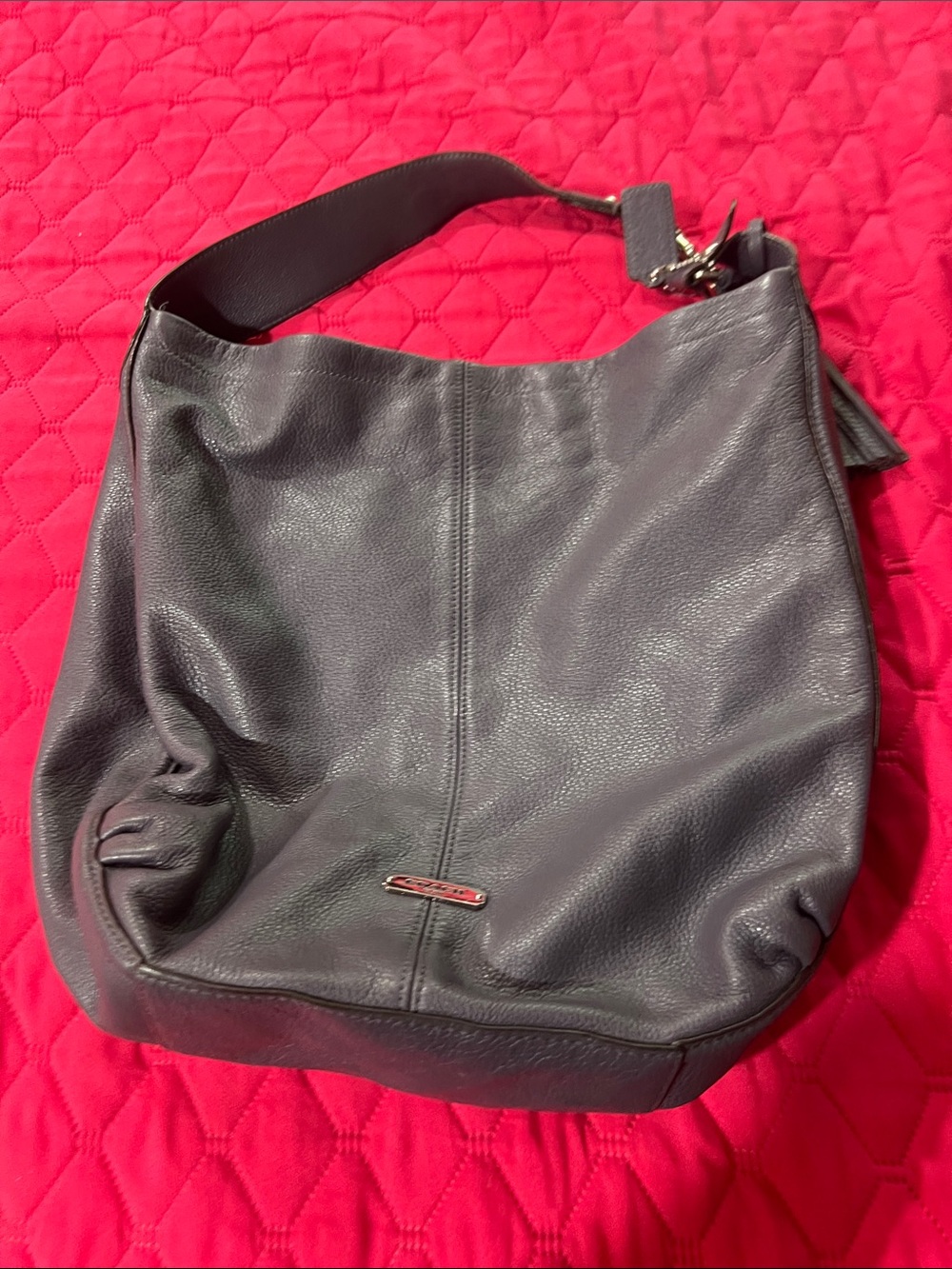 Coach Leather Hobo Shoulder Bag - Gray - Picture 1 of 10
